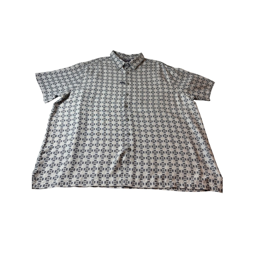 Roundtree & Yorke Mens 4XT Geometric Medallion Square Tail Button Down Shirt